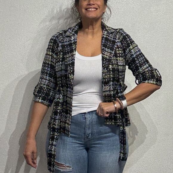 Grace Elements Black Tweed Jacket Sz 8P - Picture 6 of 11